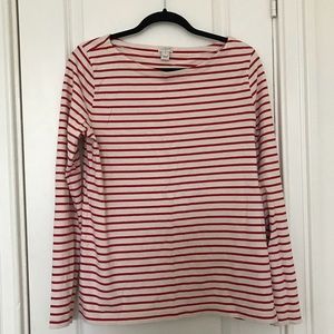 Jcrew Cream and Red Striped Shirt